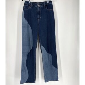 Hollister Jeans Womens 27 Two Tone Dad Ultra High Rise Y2K Stretch Retro Boho 5R